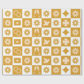 のクリームと茶色の幾何学的スタイル結婚イン ラッピングペーパー (フラット)