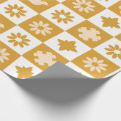 のクリームと茶色の幾何学的スタイル結婚イン ラッピングペーパー (角)