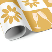 のクリームと茶色の幾何学的スタイル結婚イン ラッピングペーパー (ロールコーナー)