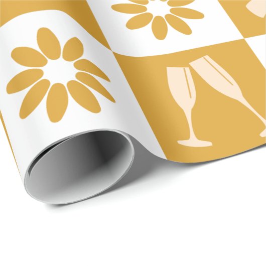 のクリームと茶色の幾何学的スタイル結婚イン ラッピングペーパー (ロールコーナー)