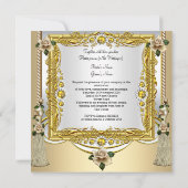 のクリー結婚ムバラタッセル金ゴールドフローラ 招待状 (裏面)