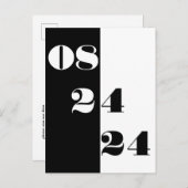 のクール日結婚付の白黒の日付を保存する ポストカード (正面/裏面)