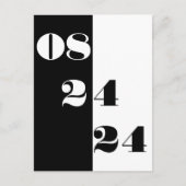 のクール日結婚付の白黒の日付を保存する ポストカード (正面)