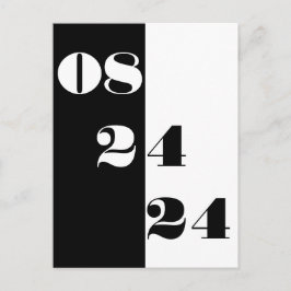 のクール日結婚付の白黒の日付を保存する ポストカード