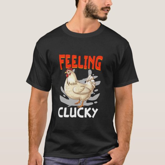 のク感じラッキーなチキン農家農業アニマルズシック Tシャツ (正面)