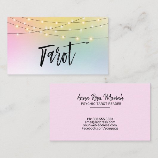 *~*のグラデーションな金ゴールドのひもはパステル調のタロットの読者をつけます 名刺 (正面/裏面)
