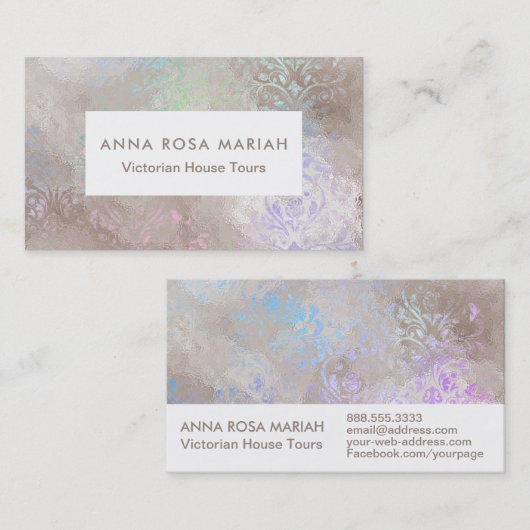 *~*のグランジなぼろぼろの花のパステル調のヴィンテージのダマスク織 名刺 (正面/裏面)