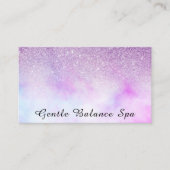 *~*のグリッターのマゼンタのピンクの白くホリスティックな生命コーチ 名刺 (正面)