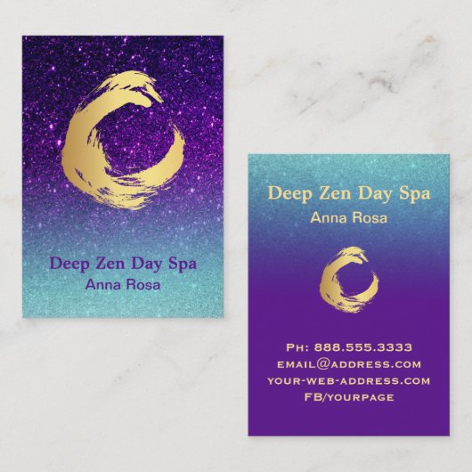 *~*のグリッターの金ゴールドの禅の螺線形の黙想の霊気 名刺 (正面/裏面)