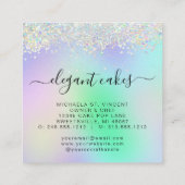 のケーキ結婚ーホログラフィックグリッターベーカリー スクエア名刺 (裏面)