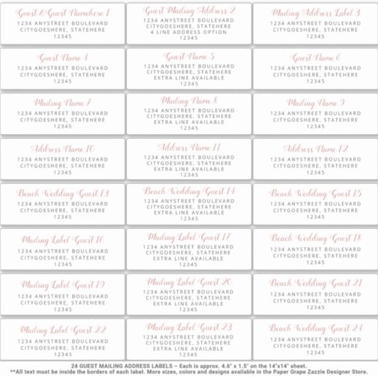 のゲストメーリン結婚グアドレスのステッカーPink Gray シール (正面)