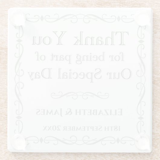 のゲスト結婚への贈り物 ガラスコースター (裏面)