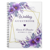 のゲスト結婚パープルフローラ金ゴールド幾何学模様 ノートブック (正面)