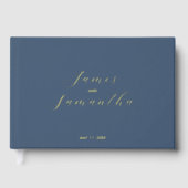 のゲスト結婚フォイルノート | ダークブルー ゲストブック (正面)