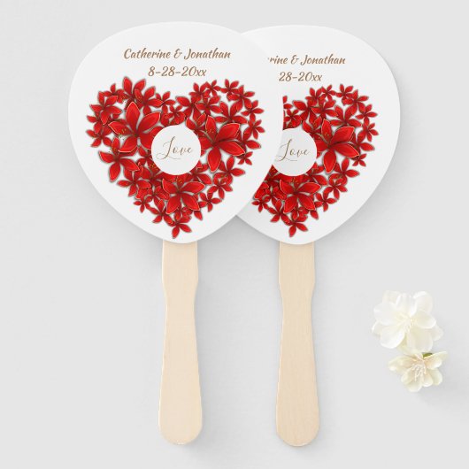 のゲスト結婚フローラハートラブロマンモダンティック ハンドファン (正面&裏面)