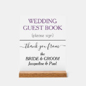 のゲスト結婚ブック名ホワイトダスティバイオレット アクリルサイン (正面)