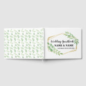 のゲスト結婚ブック金ゴールドフレーム緑の葉 ゲストブック (全面)