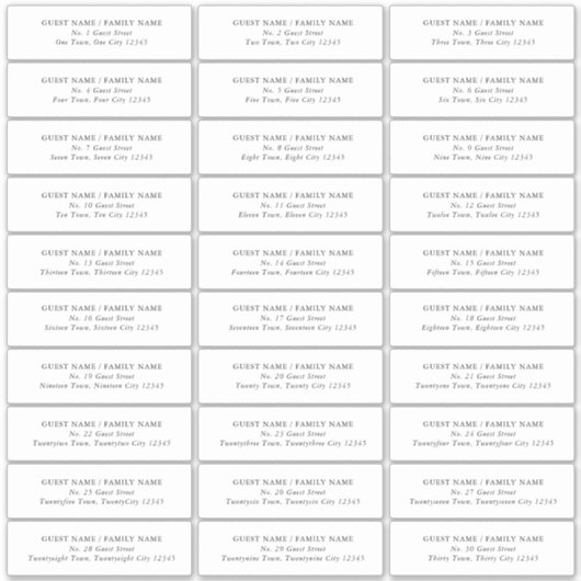 のゲスト結婚住所 シール30アドレ違うス シール (正面)