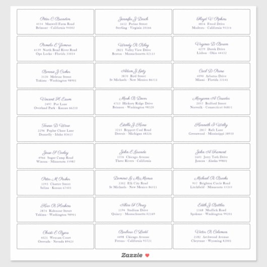 のゲスト結婚名アドレスNavy Blue Script シール (シート)