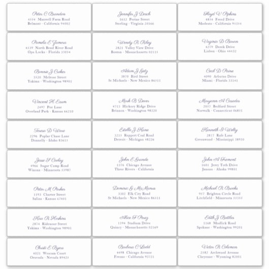 のゲスト結婚名アドレスNavy Blue Script シール (正面)