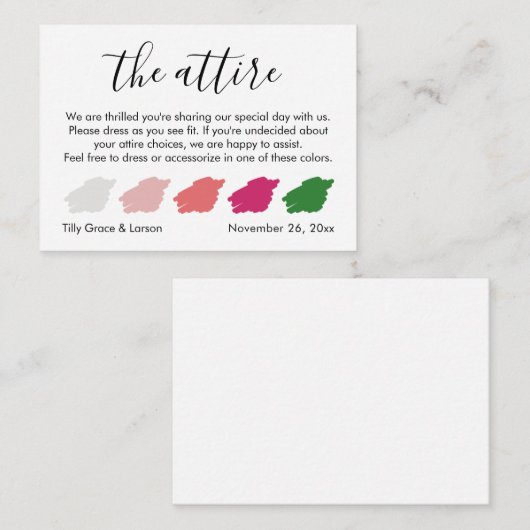 のゲスト結婚衣装のカラーパレットの提案 エンクロージャーカード (正面/裏面)