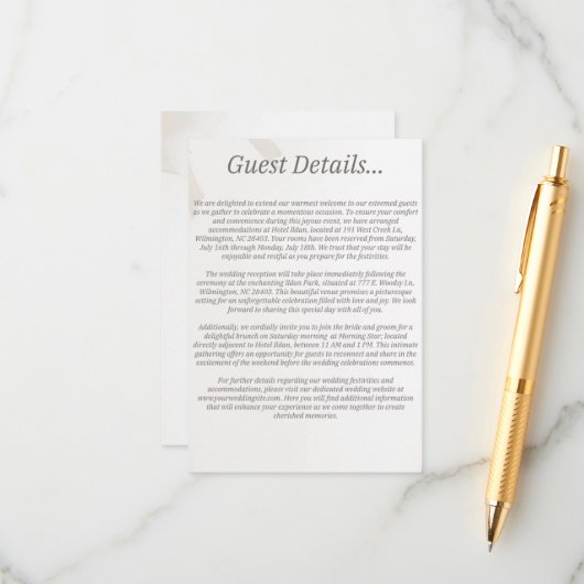 のゲスト結婚詳細エンクロージャカード エンクロージャーカード (正面/裏面インサイチュ)