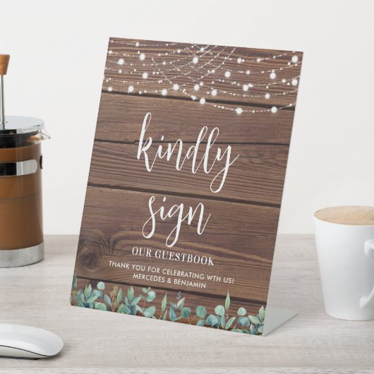 のゲ結婚ストウッド素朴グリーナリーストリングライト 台座サイン (インサイチュ)