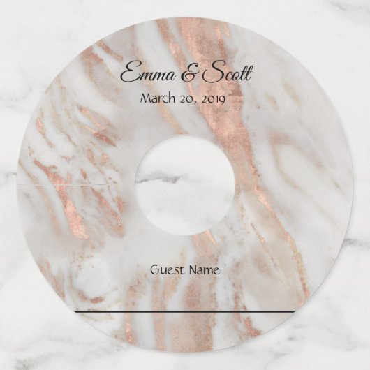 のゲ結婚ストワインマーカー識別子バラ金ゴールド ワイングラスタグ (正面)