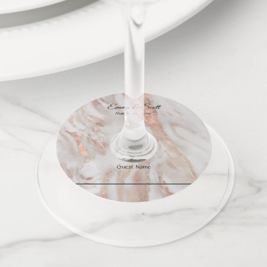 のゲ結婚ストワインマーカー識別子バラ金ゴールド ワイングラスタグ (クローズアップ)