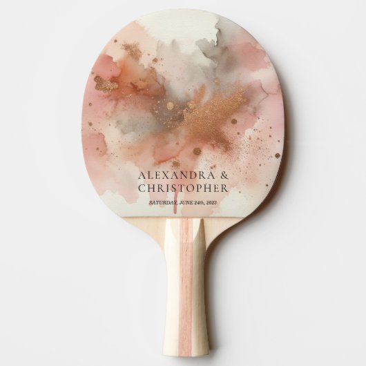 のゲ結婚ームバラ金ゴールドほこり水色の署名 卓球ラケット (裏面)