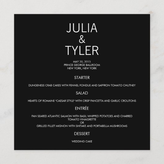 のコンテンポラリーメ結婚ニュー・カード メニュー (正面)