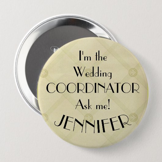 のコーディネ結婚ータプランナーのピンバック(名前あり) 缶バッジ (正面&裏面)