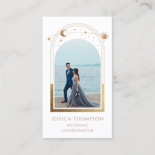 のコーディネ結婚ーター写真白金ゴールド天空 名刺 (正面)