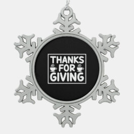 のコーヒ感謝していーア与えート スノーフレークピューターオーナメント