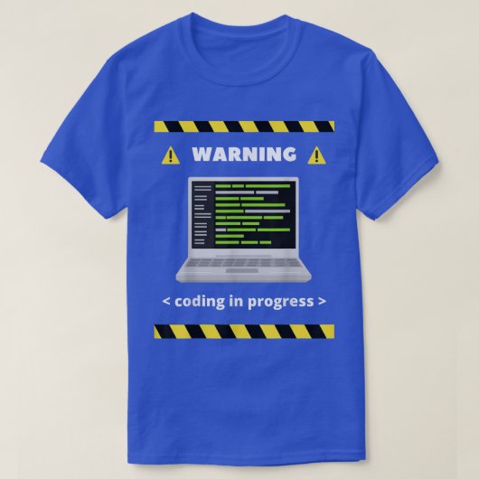 のコ警告ード進行中のコンピュータプログラマー開発 Tシャツ (デザイン正面)