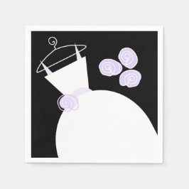 のゴウン結婚パープル紙ナプキンブラック スタンダードカクテルナプキン