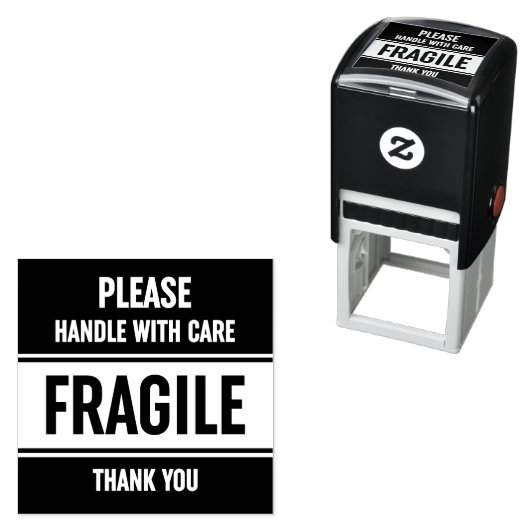 のゴム印気に付き警告の壊れやすい柄 セルフインキングスタンプ (インサイチュ)