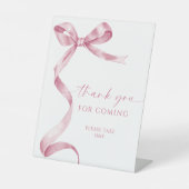 のサイン感謝していに対す来るピンクの弓 台座サイン (正面)