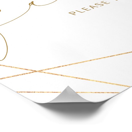 のサイン結婚は、幾何学的な緑の金ゴールドブライダルを好む ポスター (角)