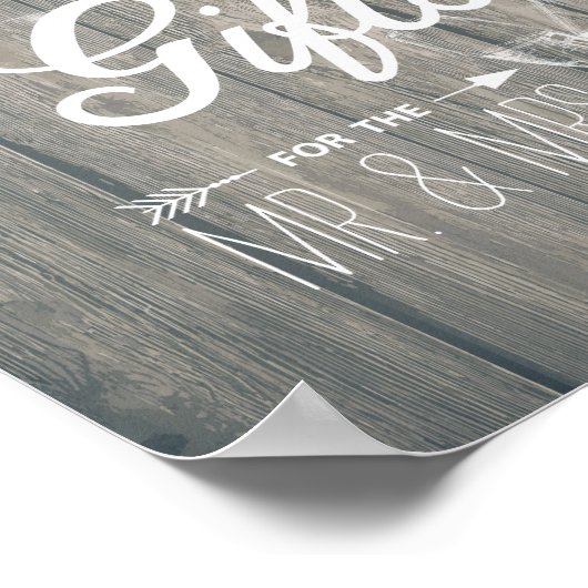 のサイン結婚カード&ギフトシャンパングラスウッド ポスター (角)