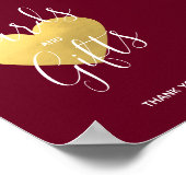 のサイン結婚ブルゴーニュ金ゴールドハート |カードとギフト ポスター (角)