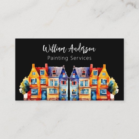 のサカラフル絵を描ービスQRコードを格納 名刺 (正面)