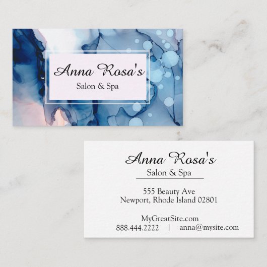 *~*のサロン及びスパの抽象的で青く芸術的な上品 名刺 (正面/裏面)