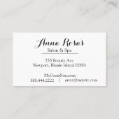 *~*のサロン及びスパの抽象的な暗い赤紫色の芸術的な上品 名刺 (裏面)