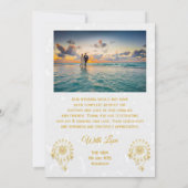 のサンキューカード結婚金ゴールドフローラハート 招待状 (裏面)