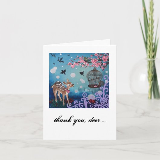 のシカありがとう。 カード、含まれている白い封筒 サンキューカード (正面)