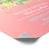 のシグニチャー結婚カクテルドリンクメニューピンクの花 ポスター (角)