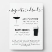 のシグニチャー結婚ドリンクカクテルとレトログラス フォトプラーク (正面)