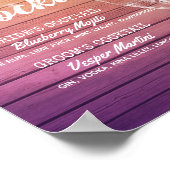 のシグニチャー結婚ドリンクメニューシャンパングラスウッド ポスター (角)