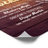 のシグニチャー結婚ドリンクメニューシャンパングラスウッド ポスター (角)